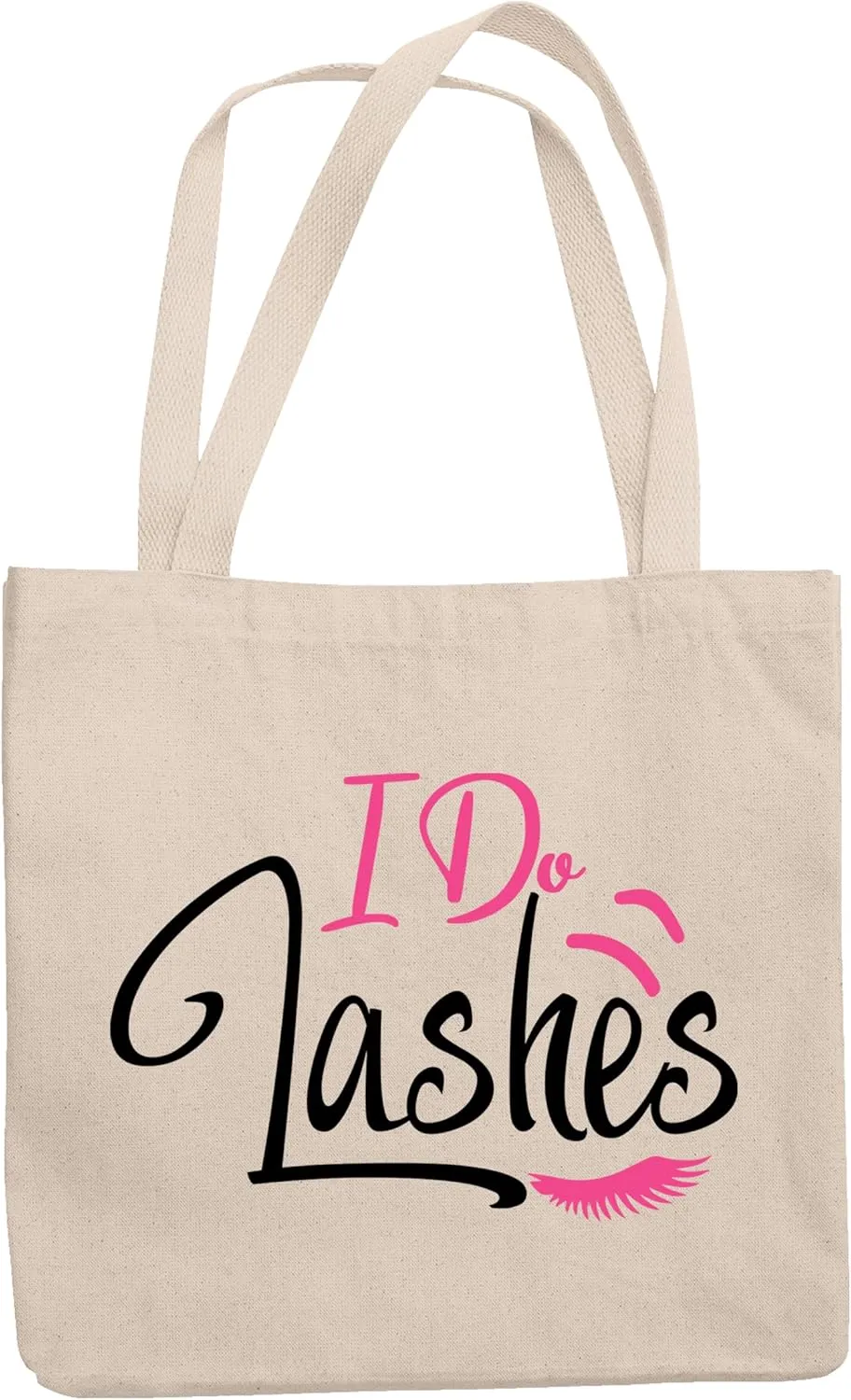12oz Canvas Tote Bag - I Do Lashes, Eyelash Artist Quote with Lash Design - Beauty Themed Merch for Makeup Artist or Cosmetologist, Gift for Makeup Lovers & Beauticians