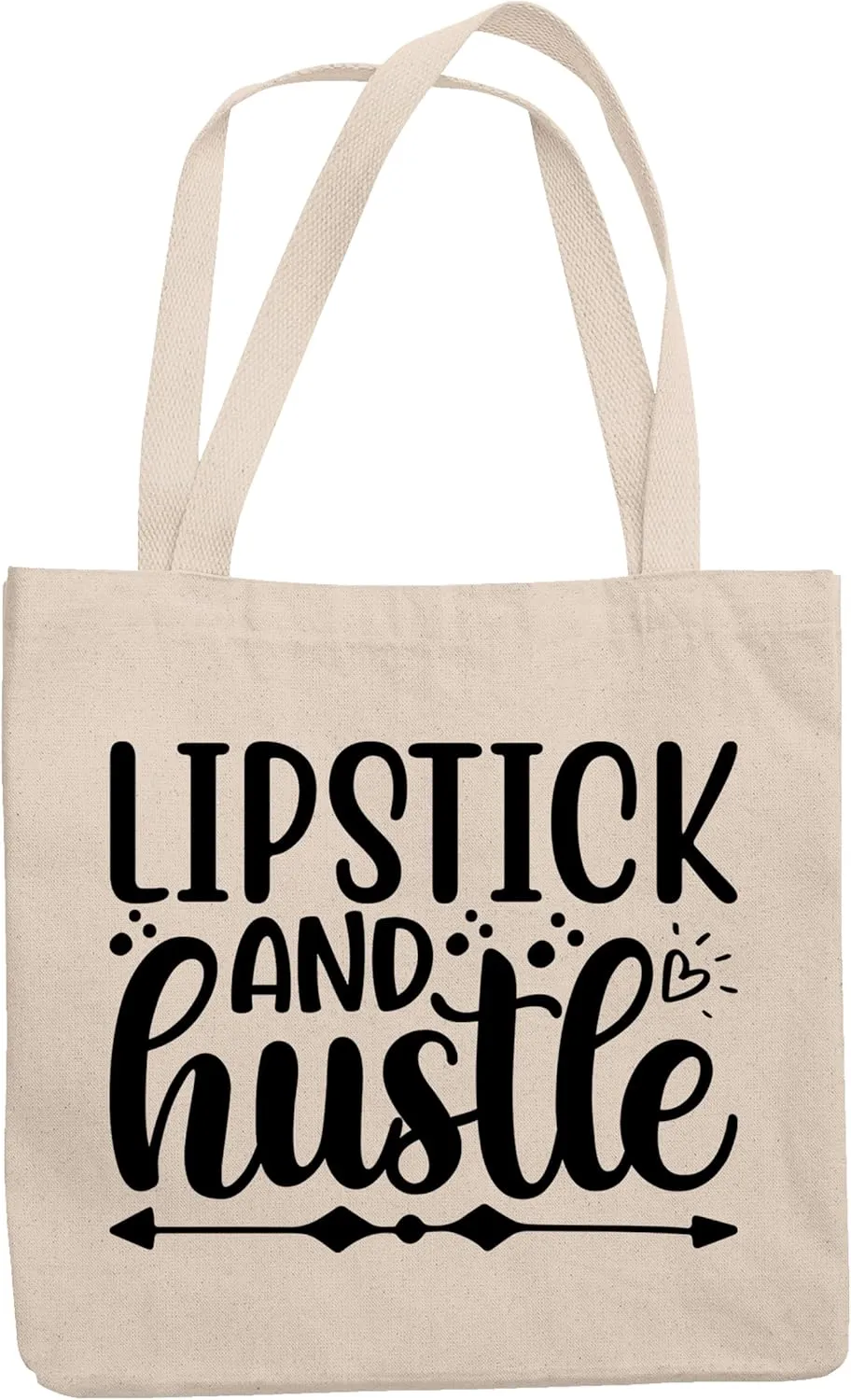 12oz Canvas Tote Bag - Lipstick and Hustle, Makeup Artist's Quote - Beauty Themed Merch for Makeup Artist or Cosmetologist, Gift for Makeup Lovers & Beauticians