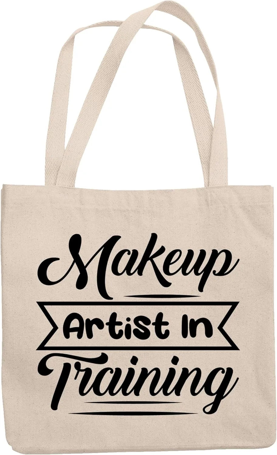 12oz Canvas Tote Bag - Makeup Artist in Training, Beauty Artists Trainee Quote - Beauty Themed Merch for Makeup Artist or Cosmetologist, Gift for Makeup Lovers & Beauticians