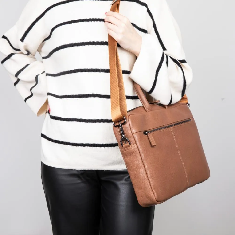 13" Leather Laptop Bag - Tan