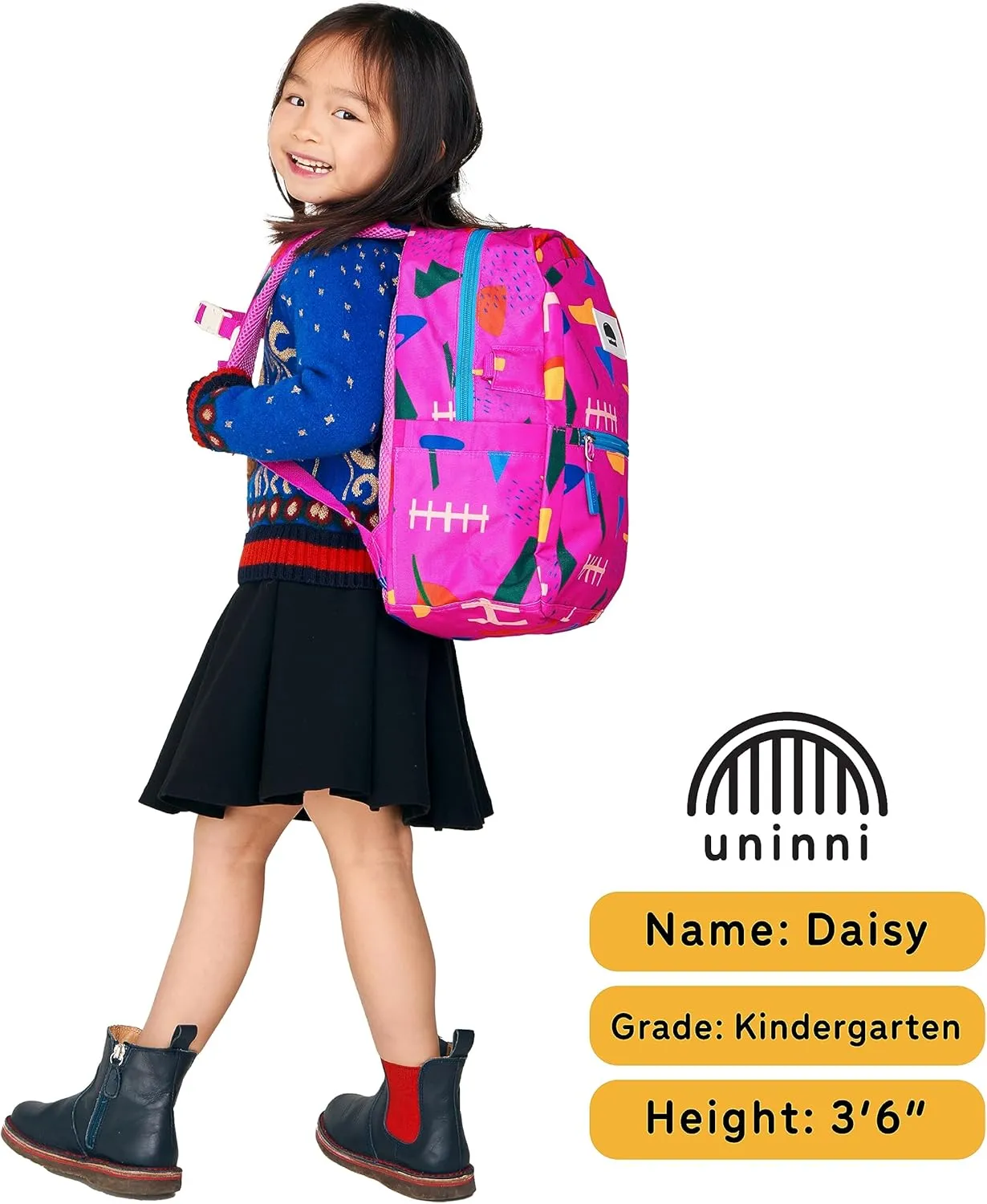 14" Kids Backpack for Girls and Boys Age 5-8 Years Old with Padded, and Adjustable Shoulder Straps - Abstract (Fuchsia)