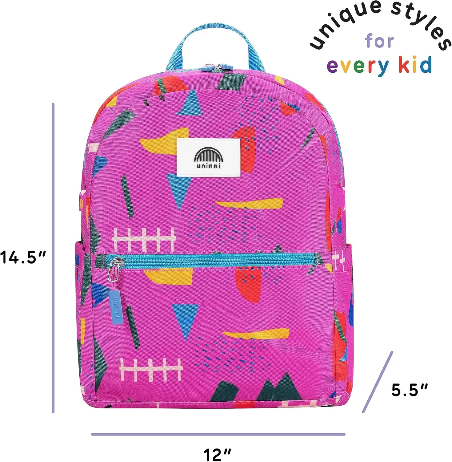 14" Kids Backpack for Girls and Boys Age 5-8 Years Old with Padded, and Adjustable Shoulder Straps - Abstract (Fuchsia)