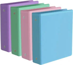 2-Inch Binder 3 Ring, Round Ring with 2 Interior Pockets, Holds 450 Sheets Letter Size Paper, Durable Plastic View Binders for School, Office, and Home
