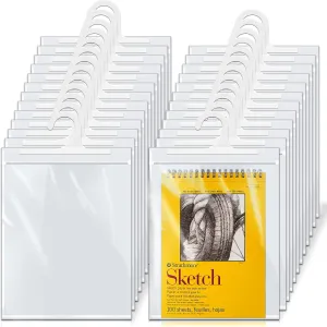 24 Pack Hanging Storage Bags, Large Hook 9 x 13-inch Clear Plastic Bags for Classroom, Library, and Pharmacy Use