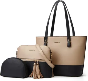 3 Pieces Set Shoulder Bags for Women Leisure Chic Purses and Handbags PU Leather Crossbody Bags Tote Bag for Women Work