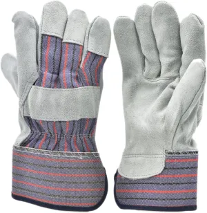 5015 60 Pair Pack Leather palm work gloves cowhide leather suede finish, single or double palm, 100% Leather and 100% Cotton Back, Grey