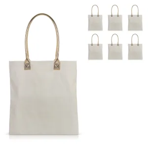 6 pcs Ivory Cotton Canvas Craft Totes with Metallic Handles