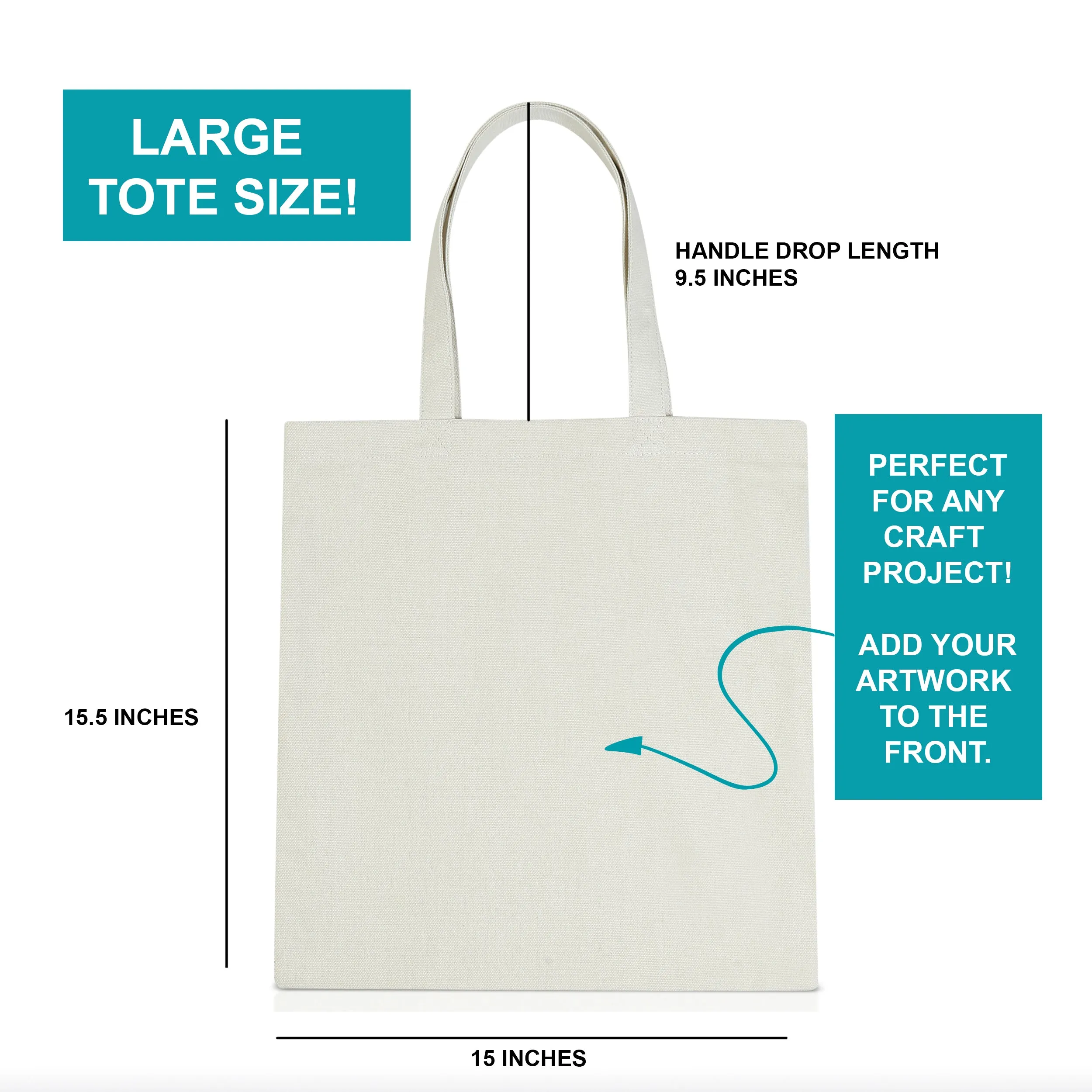 6 pcs Ivory Cotton Canvas Craft Totes