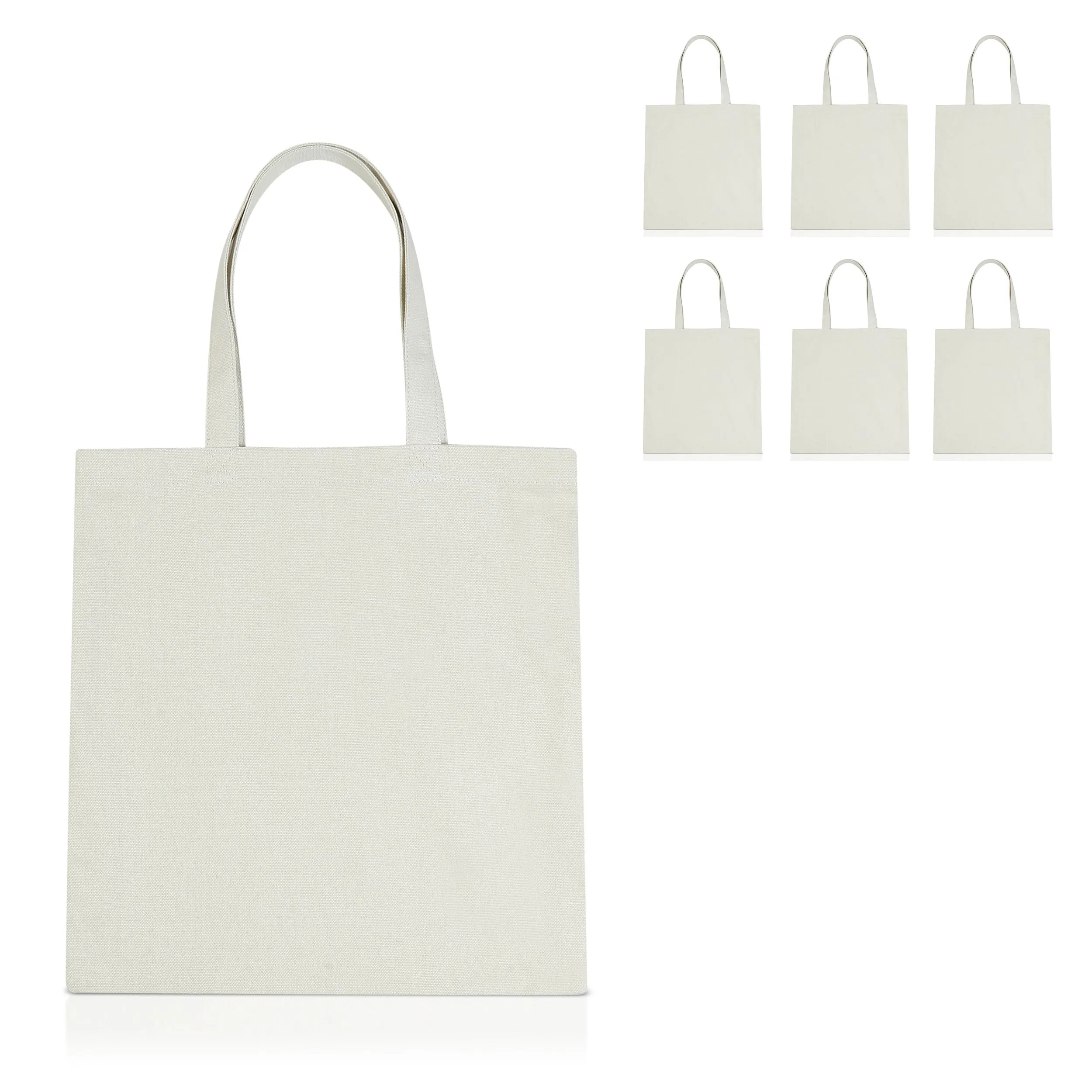 6 pcs Ivory Cotton Canvas Craft Totes