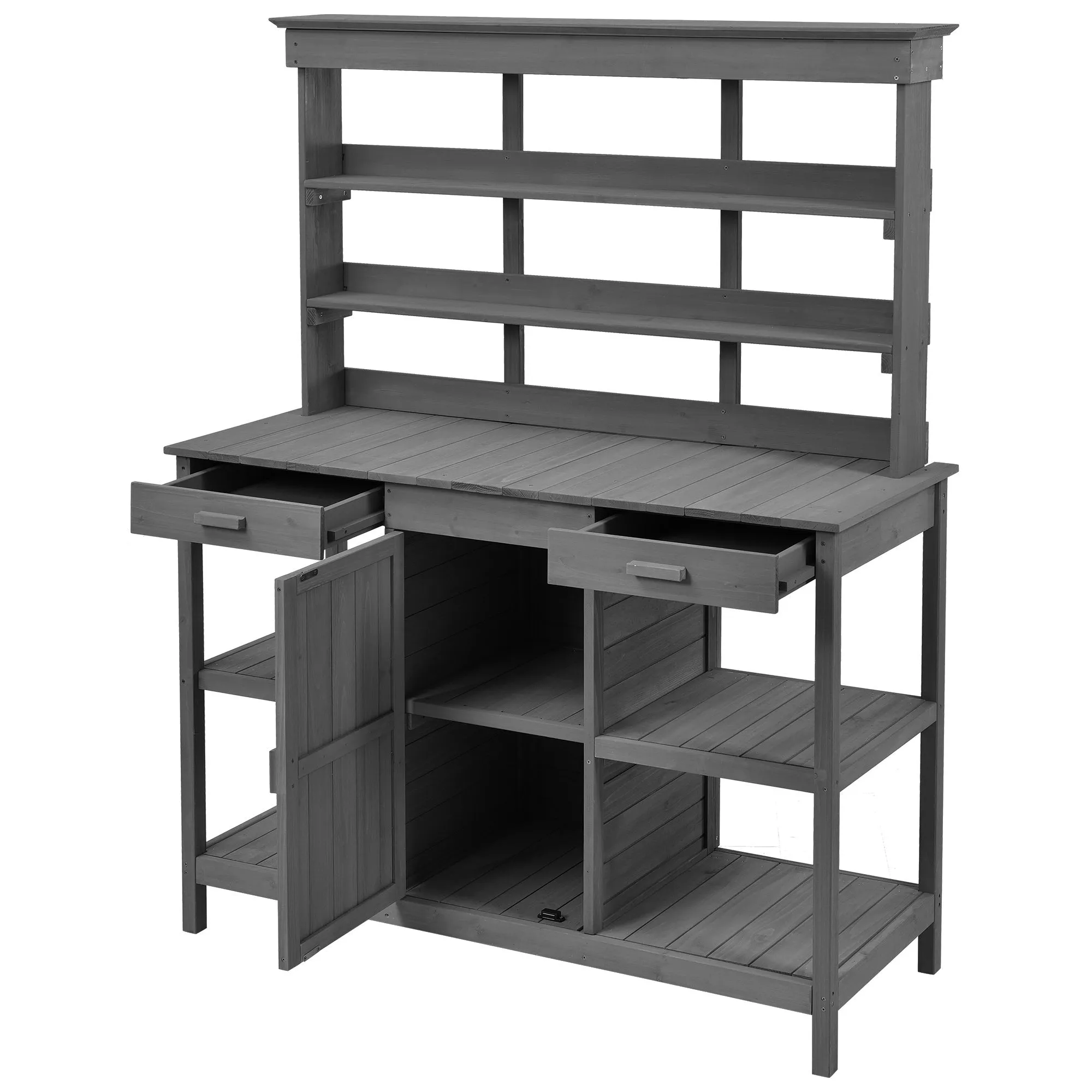 66'' Large Outdoor Farmhouse Wooden Potting Bench Table, Garden