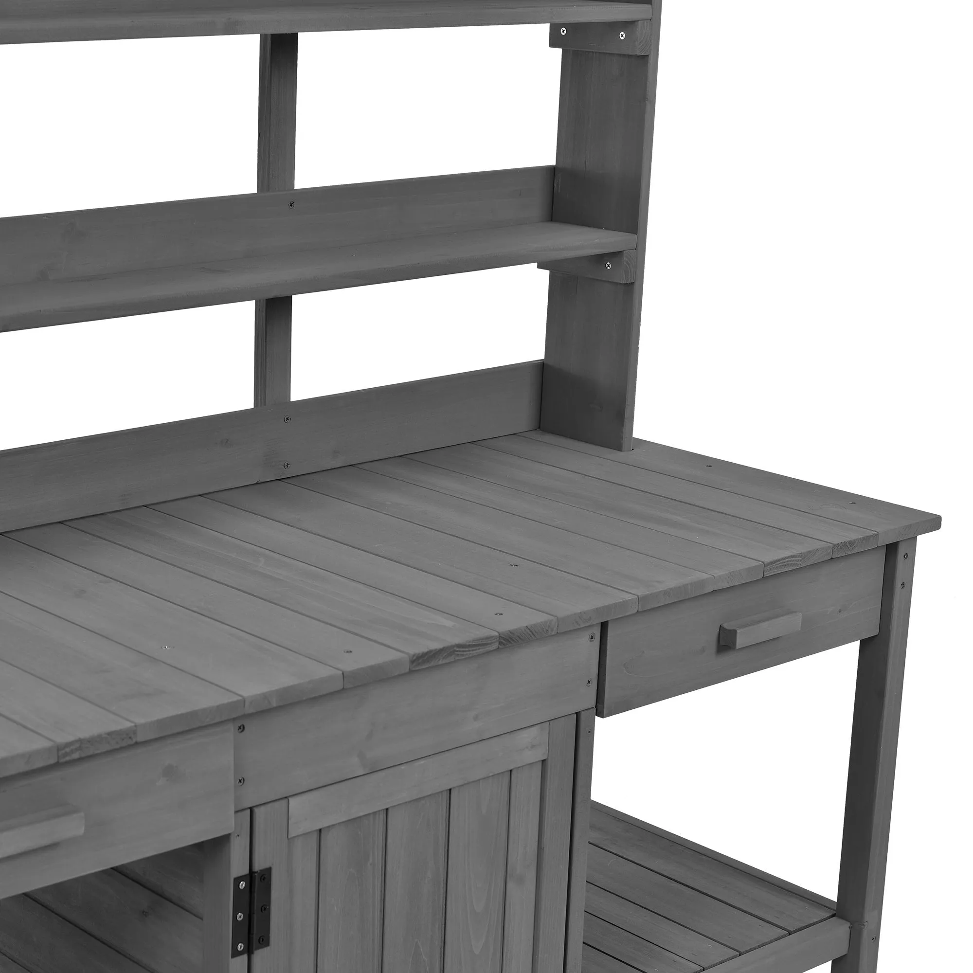 66'' Large Outdoor Farmhouse Wooden Potting Bench Table, Garden