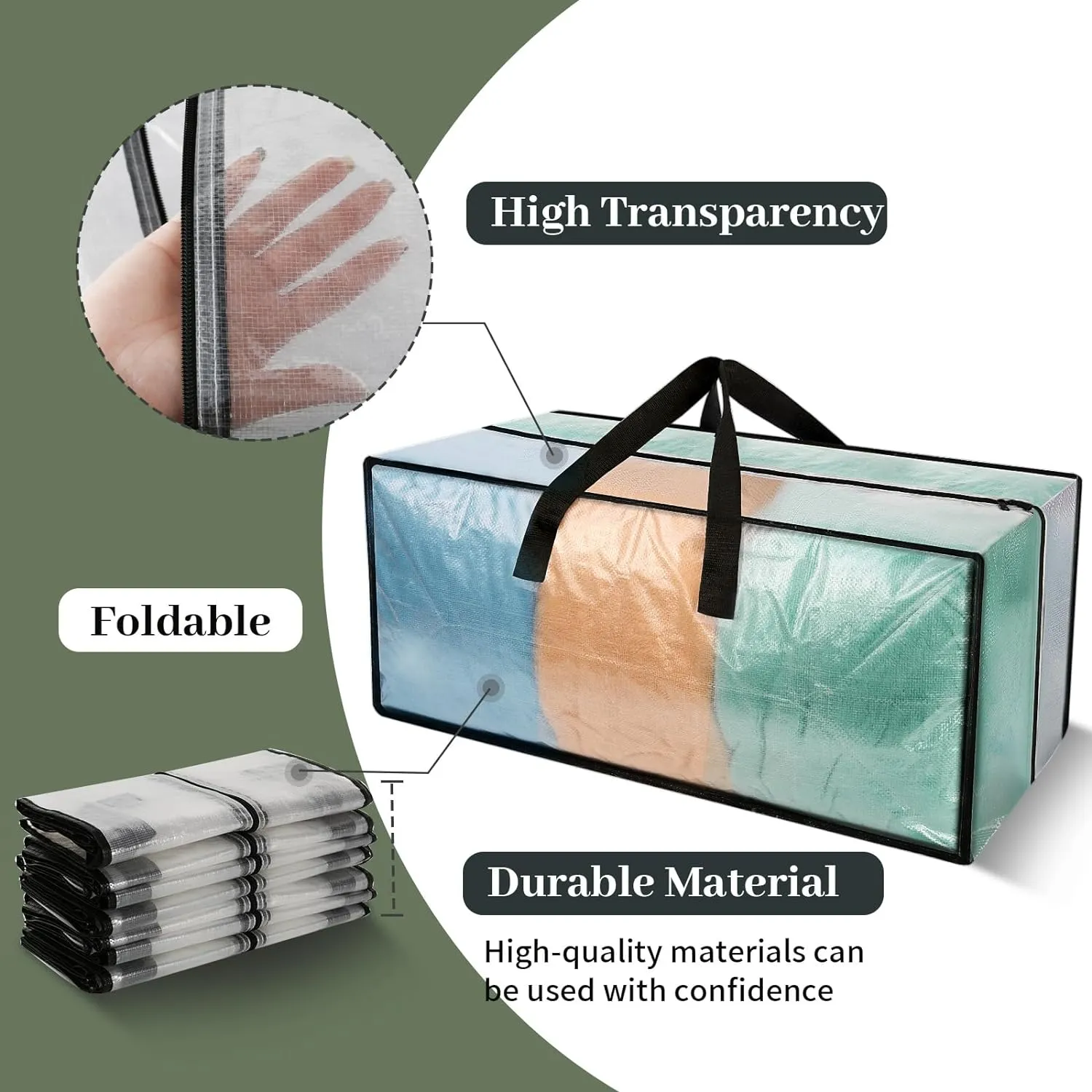 8 Pack Heavy Duty CLear Moving Bags, Large CLear Storage Bags for College Dorm Room Essentials, Alternative to Moving Boxes, Compatible with IKEA Frakta Cart