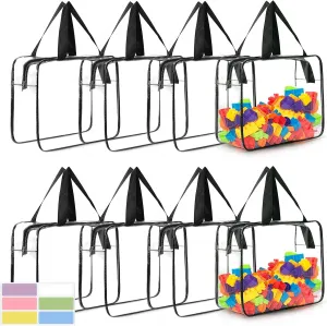 8 Packs Large Toy Storage Bags with Zipper and Labels, Clear PVC Waterproof Toy Organizers Bags for Board Games, Puzzles Pieces, Building Blocks, Handmade Accessories, Kid Books