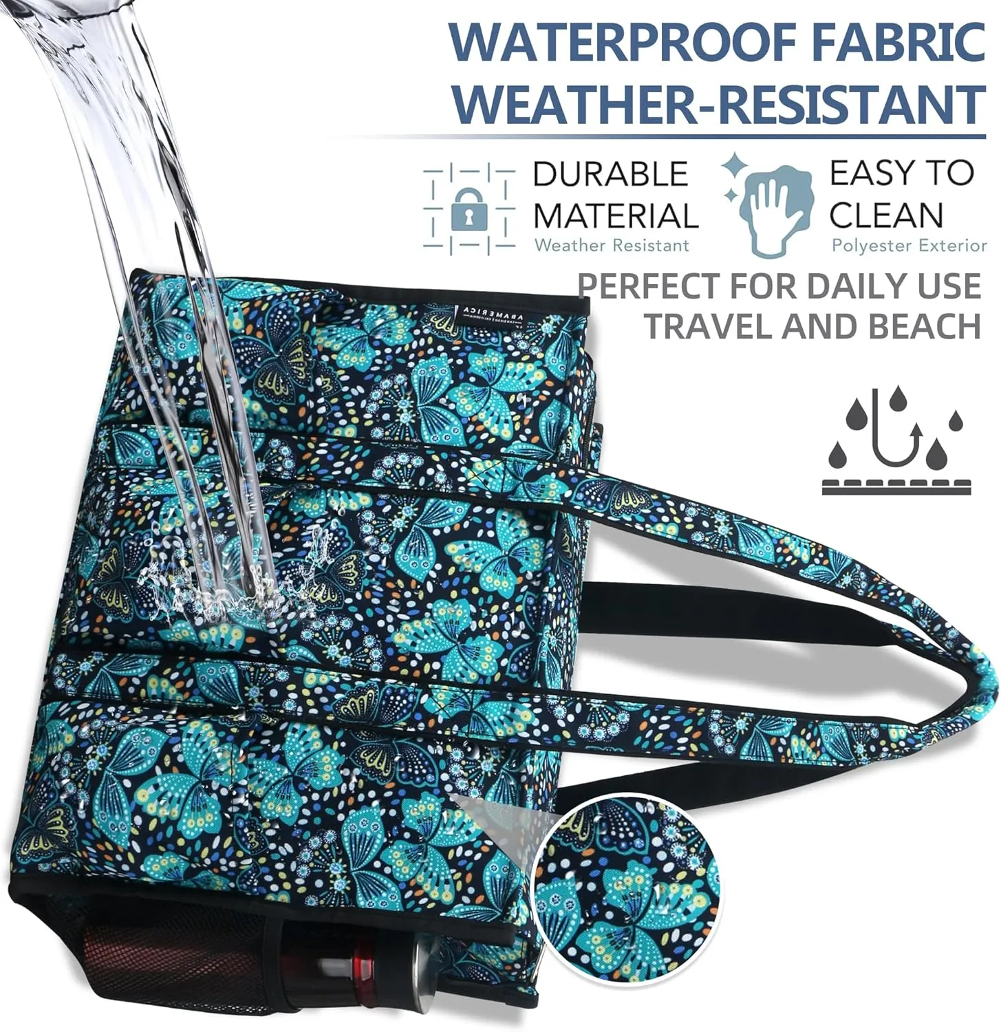 ABAMERICA Nurse Bags for Work: Multiple Pockets, Waterproof, Organizing Zip Top Clinical Bag for Nursing Students