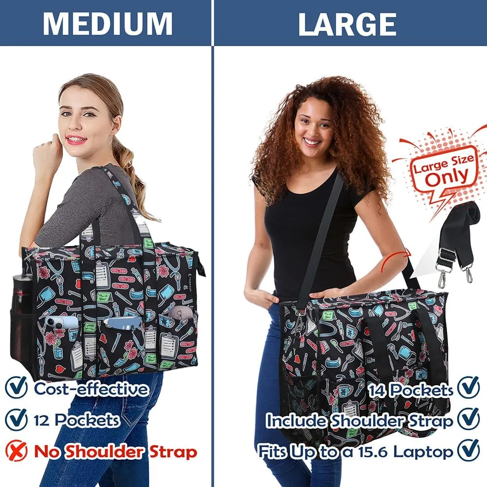 ABAMERICA Nurse Bags for Work: Multiple Pockets, Waterproof, Organizing Zip Top Clinical Bag for Nursing Students