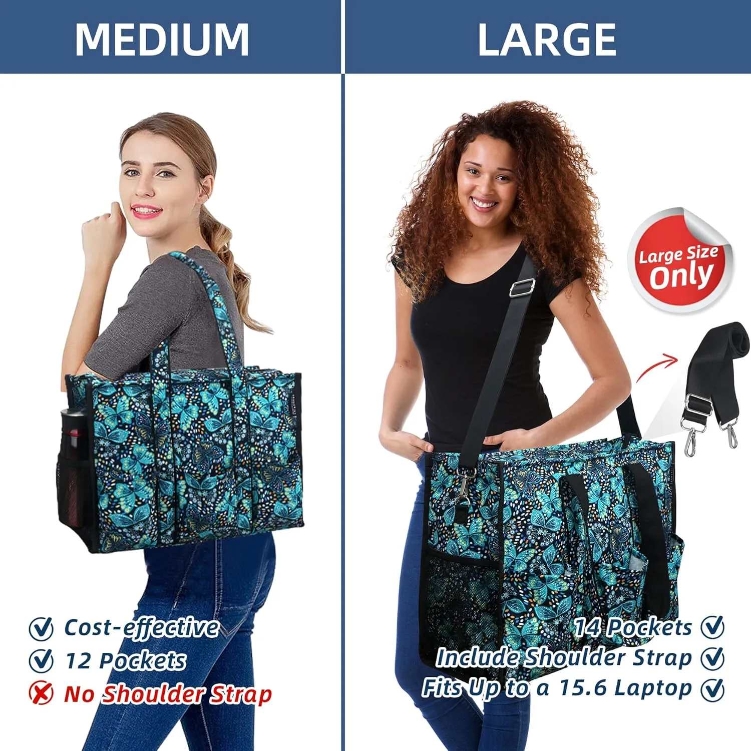 ABAMERICA Nurse Bags for Work: Multiple Pockets, Waterproof, Organizing Zip Top Clinical Bag for Nursing Students