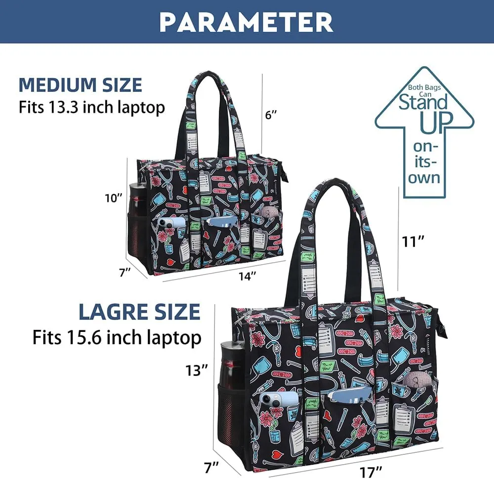 ABAMERICA Nurse Bags for Work: Multiple Pockets, Waterproof, Organizing Zip Top Clinical Bag for Nursing Students