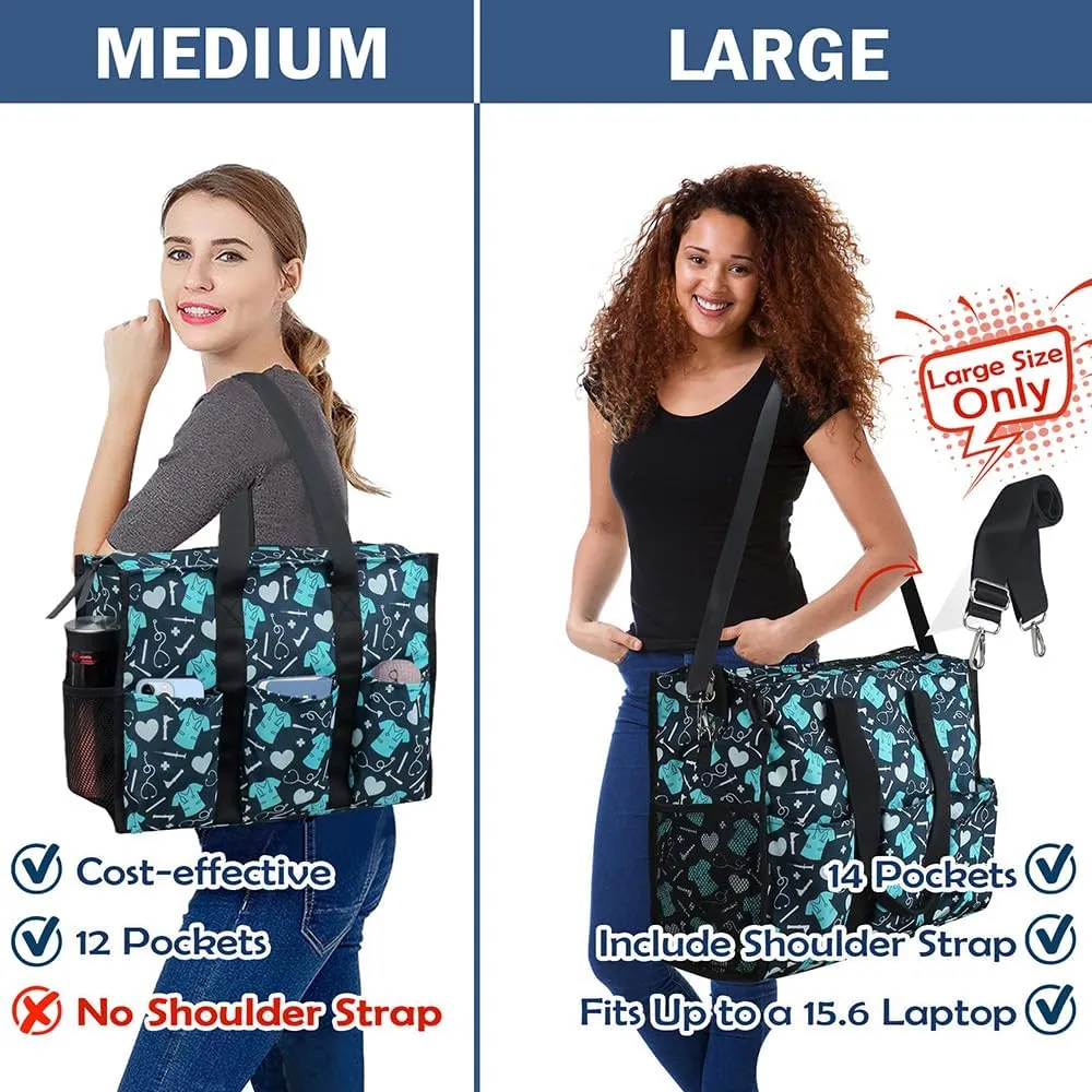 ABAMERICA Nurse Bags for Work: Multiple Pockets, Waterproof, Organizing Zip Top Clinical Bag for Nursing Students