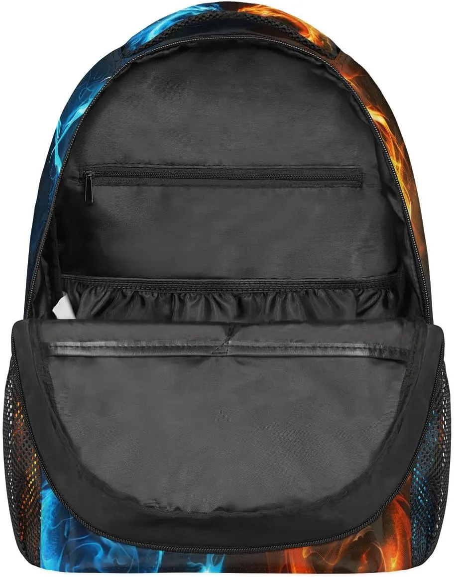 Abstract Dragon Backpacks for Boys Girls Kids Fire Water Dragon Lightweight 16 Inch School Backpack Laptop College Bookbag Travel Casual Daypack Hiking Camping Computer Rucksack Medium