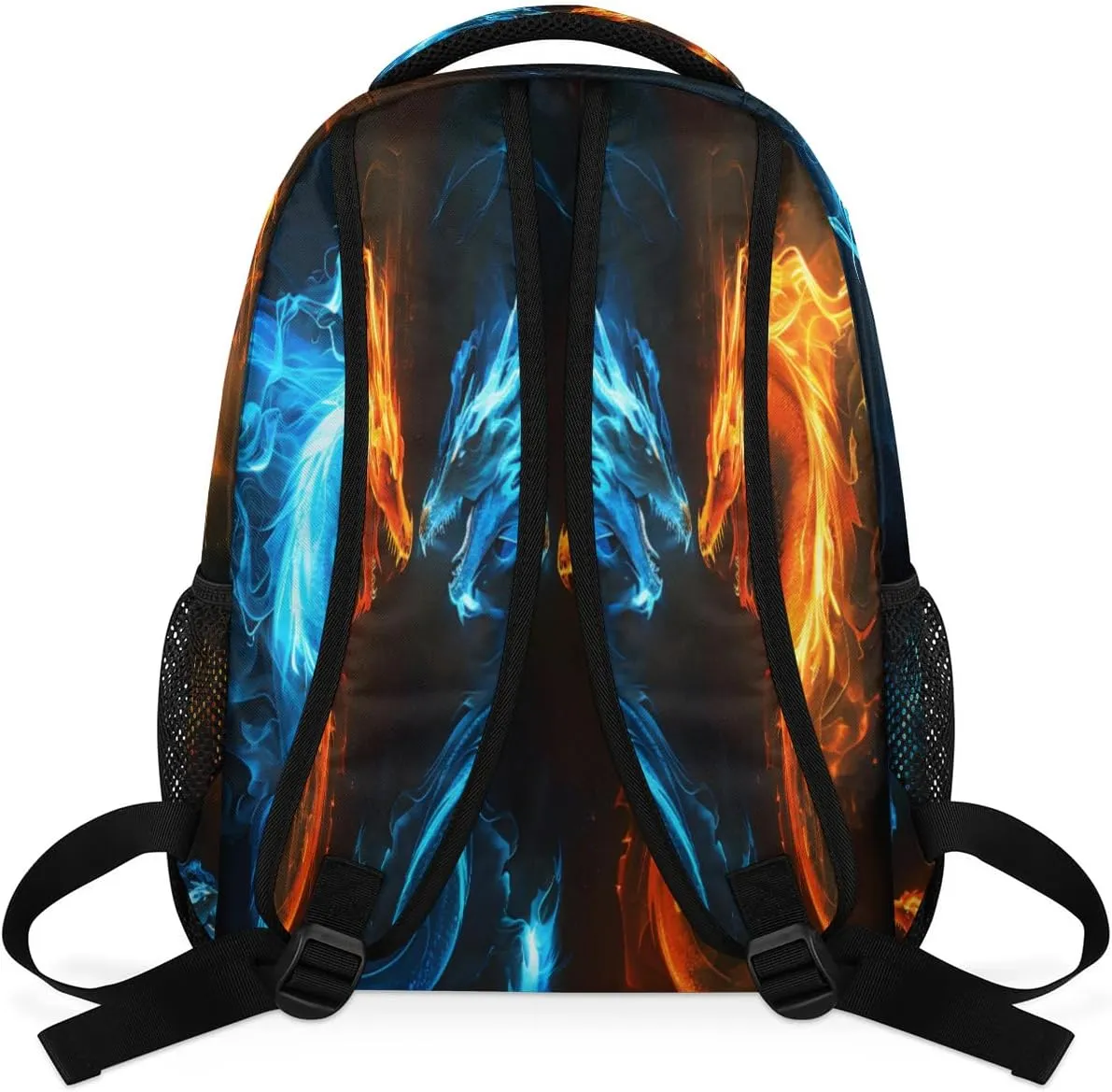 Abstract Dragon Backpacks for Boys Girls Kids Fire Water Dragon Lightweight 16 Inch School Backpack Laptop College Bookbag Travel Casual Daypack Hiking Camping Computer Rucksack Medium