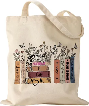 Aesthetic Canvas Tote Bag for Women Pattern Trendy Casual Music Inspired Cloth Totes Bag for Shopping