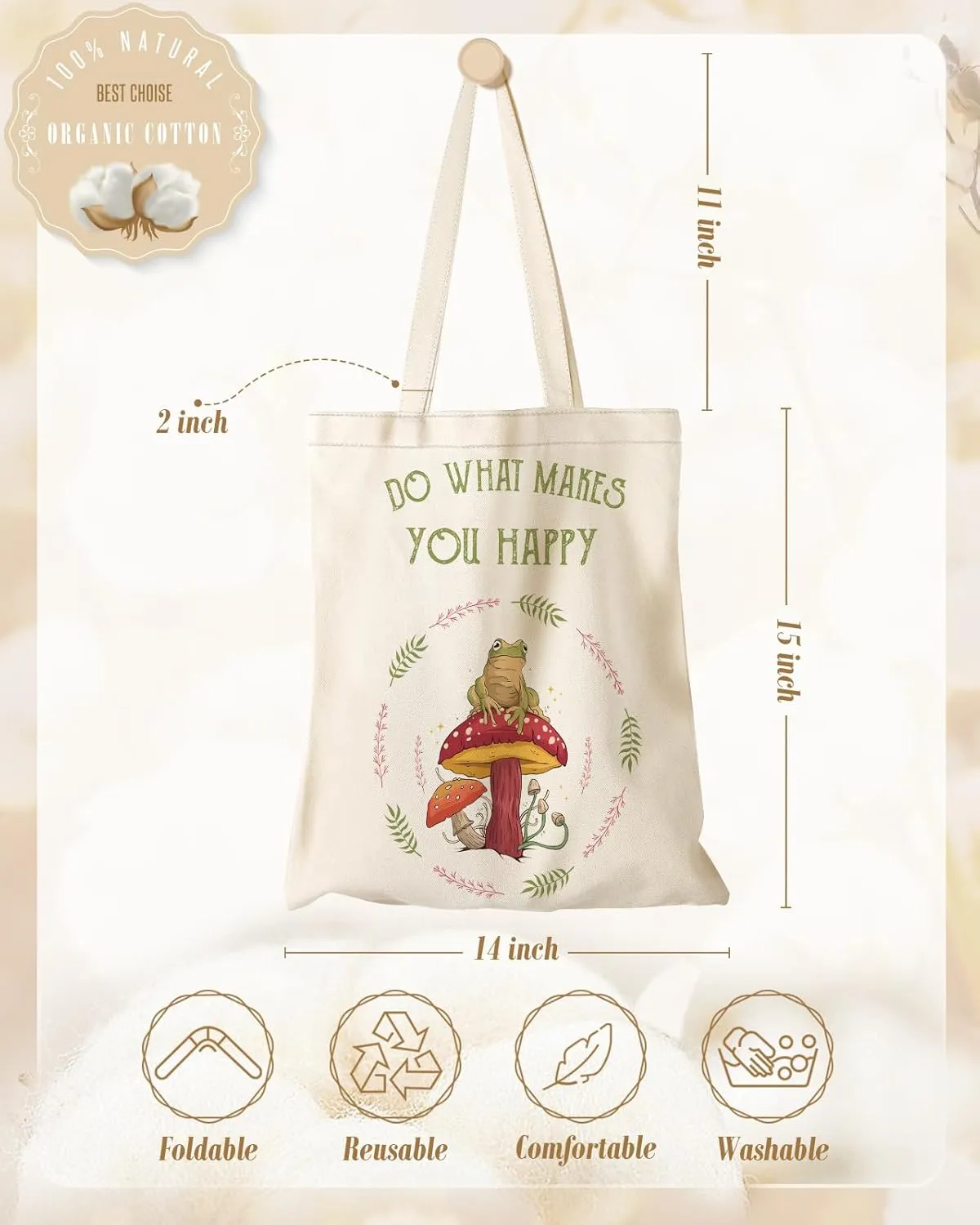 Aesthetic Canvas Tote Bag - Reusable Shoulder Tote Bag for Women Lady Casual Vacation, Shopping, Work, Gym