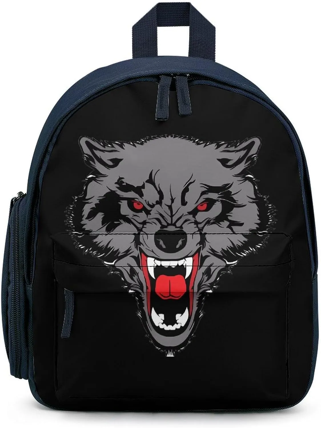 Aggressiveness of Wolf Simple Backpack Lightweight Cute Printing Shoulder Bag Family Travel Blue-style