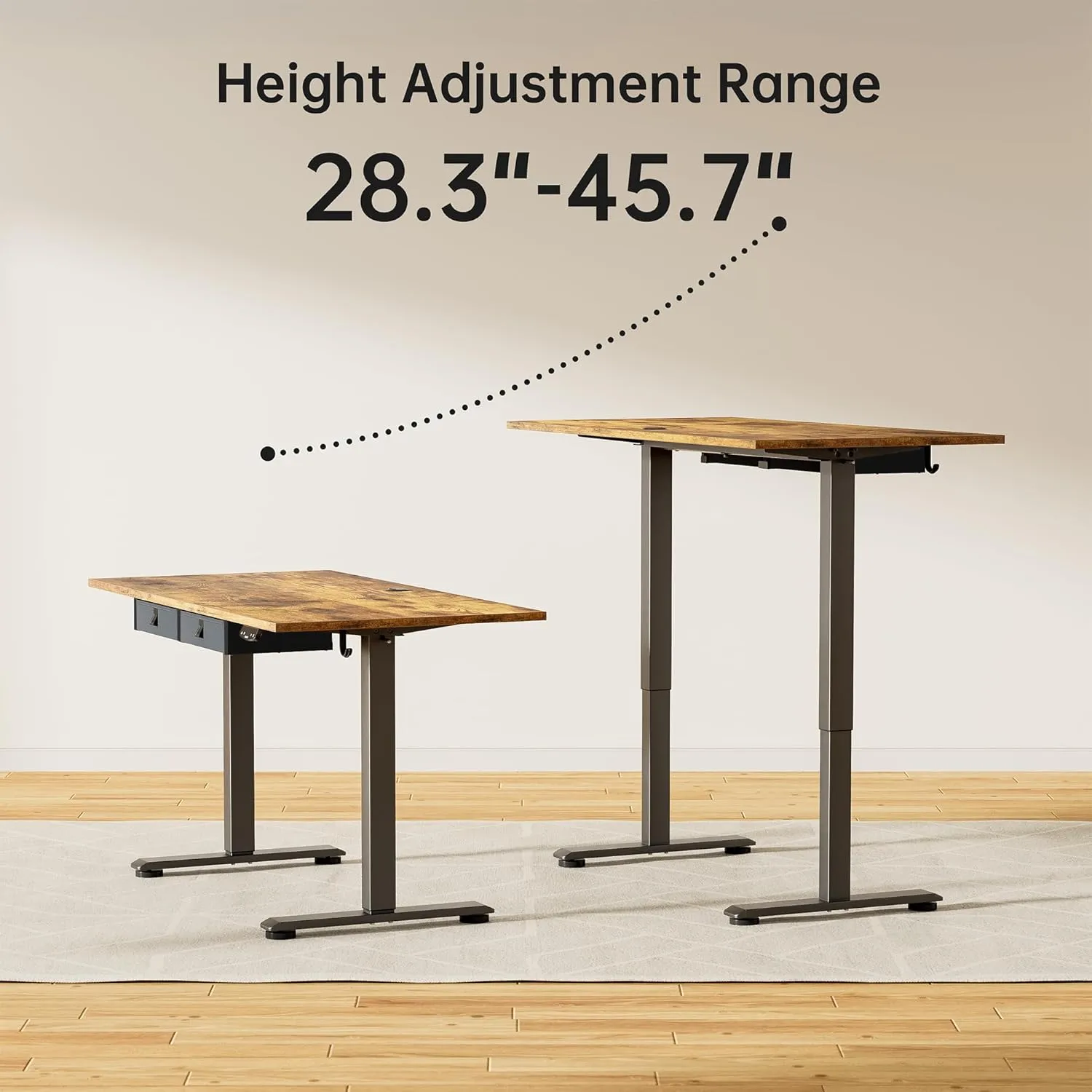 Agilestic Height Adjustable Desk with 2 Drawers, 55 x 24 Inches Electric Standing Desk, Stand up Computer Table with Memory Preset, for Work Office Home, Dark Brown