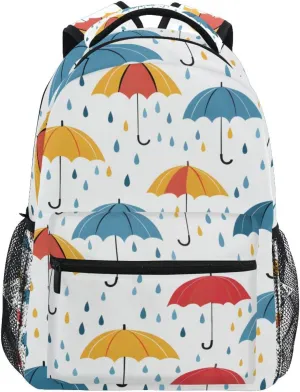 ALAZA Colorful Umbrellas and Rain Drops Kid's Shool Backpack for Girls Boys,Laptop Travel Backpack for Elementary Middle School Bag Teenagers Bookbag with Comfy Shoulder Starp,16.9" H