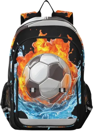 ALAZA Football Water and Fire Collide School Backpacks for Girls Boys Kids Middle High Schoolbag Lightweight Bookbag Large Capacity Multiple Pockets Laptop Backpack for Women Men
