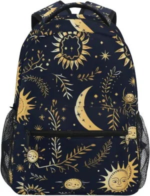ALAZA Mystical Sun Moon with Leafs Kid's Shool Backpack for Girls Boys,Laptop Travel Backpack for Elementary Middle School Bag Teenagers Bookbag with Comfy Shoulder Starp,16.9" H
