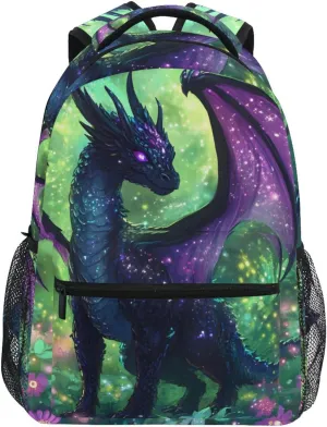ALAZA Purple Winged Dragon Kid's Shool Backpack for Girls Boys,Laptop Travel Backpack for Elementary Middle School Bag Teenagers Bookbag with Comfy Shoulder Starp,16.9" H