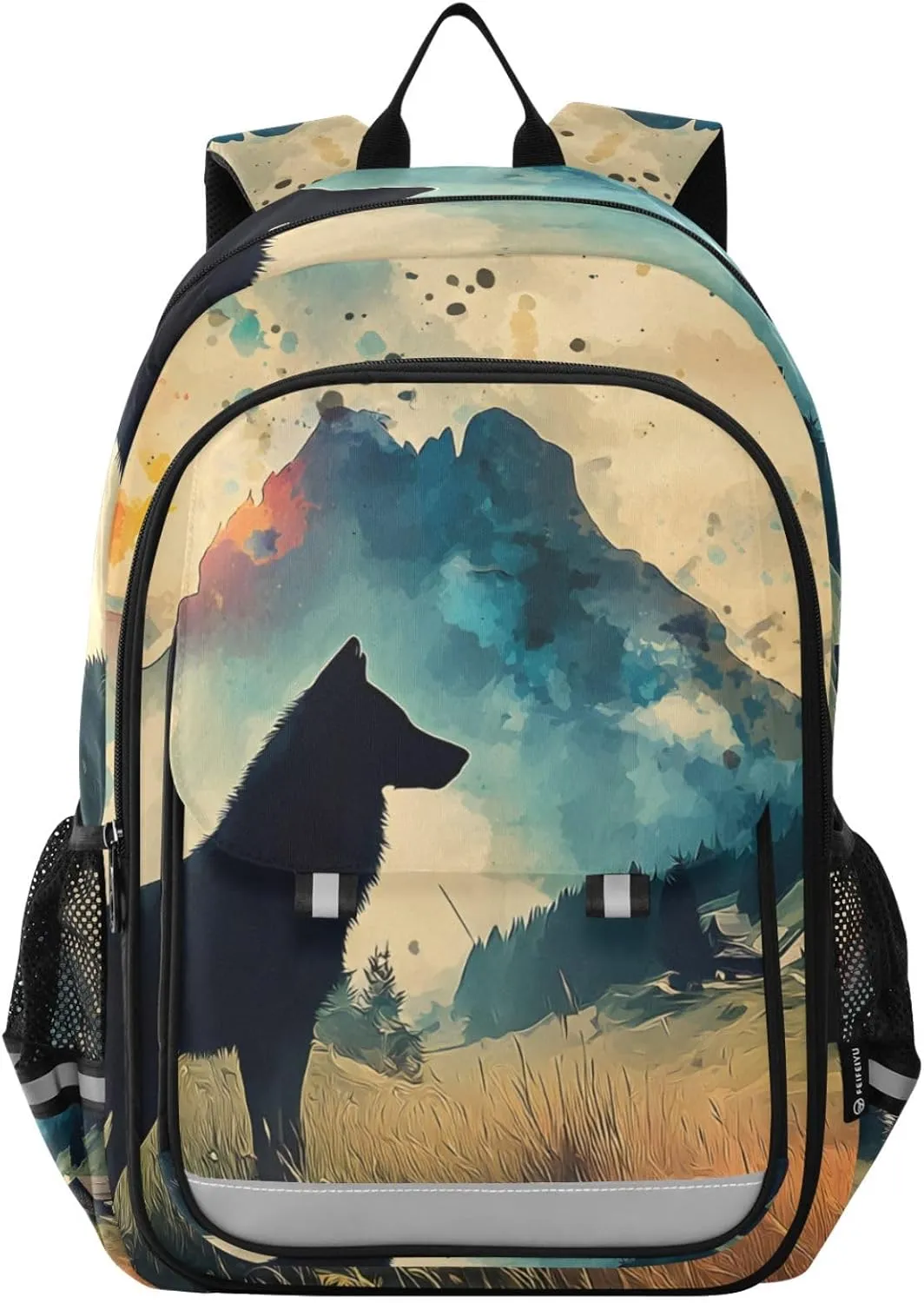 ALAZA Wolf Mountain Grassland School Backpacks for Girls Boys Kids Middle High Schoolbag Lightweight Bookbag Large Capacity Multiple Pockets Laptop Backpack for Women Men
