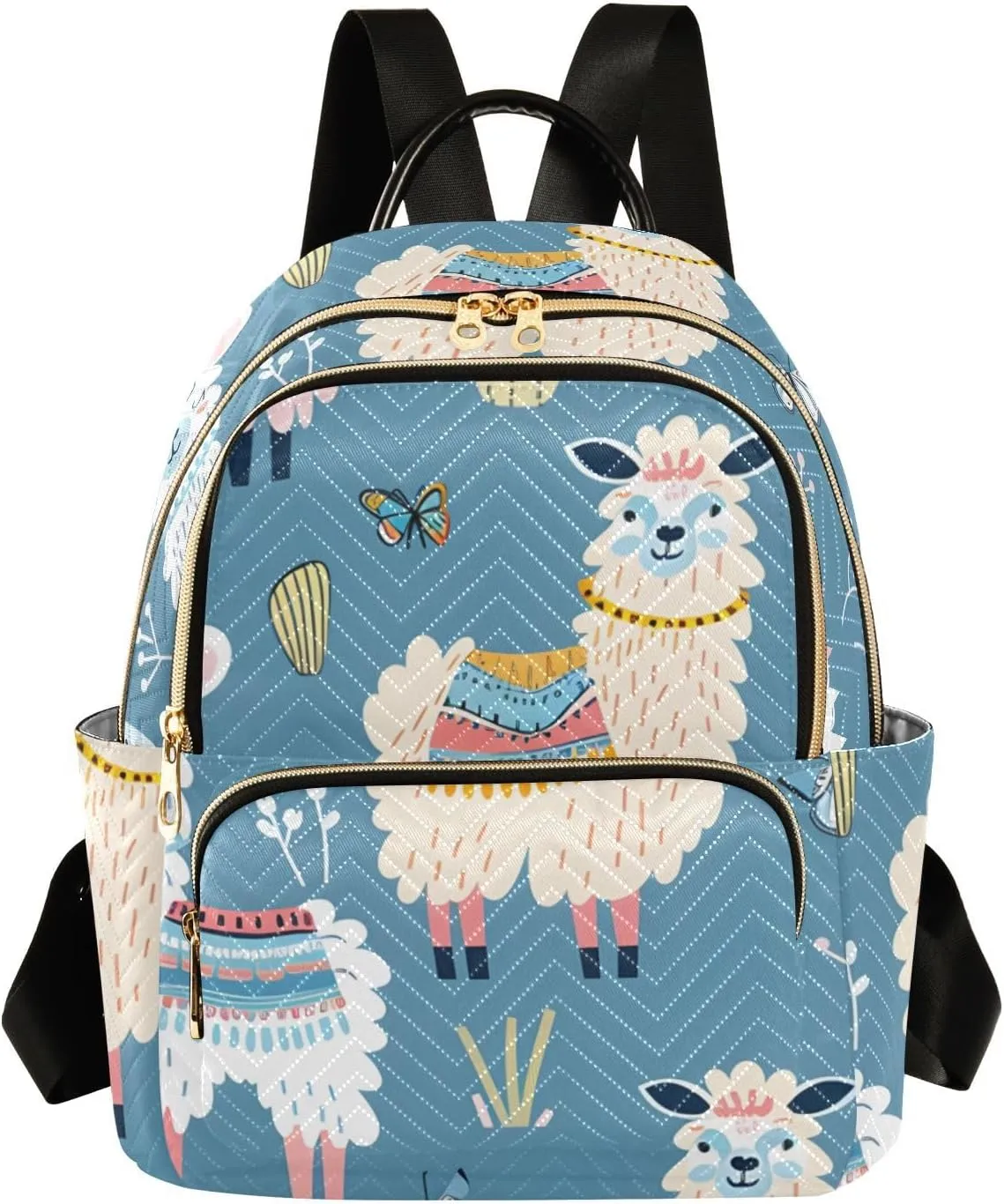 ALAZA Women Mini Backpack Purse Bag Lightweight Casual Daily Travel Backpack Cute Fashion Lama Animals in Various Pose Back Pack Fashion Multipurpose Shoulder Bag,M