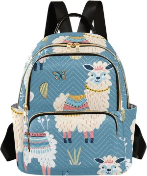 ALAZA Women Mini Backpack Purse Bag Lightweight Casual Daily Travel Backpack Cute Fashion Lama Animals in Various Pose Back Pack Fashion Multipurpose Shoulder Bag,M