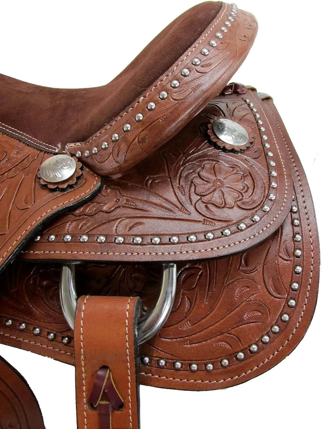 All Natural Western Leather Horse Saddle Comfy Seat Leather Flex Tree Trail & Pleasure Racing Hand Tooled Premium American Saddle Horse Work in Size 10" to 18" inches Seat Available