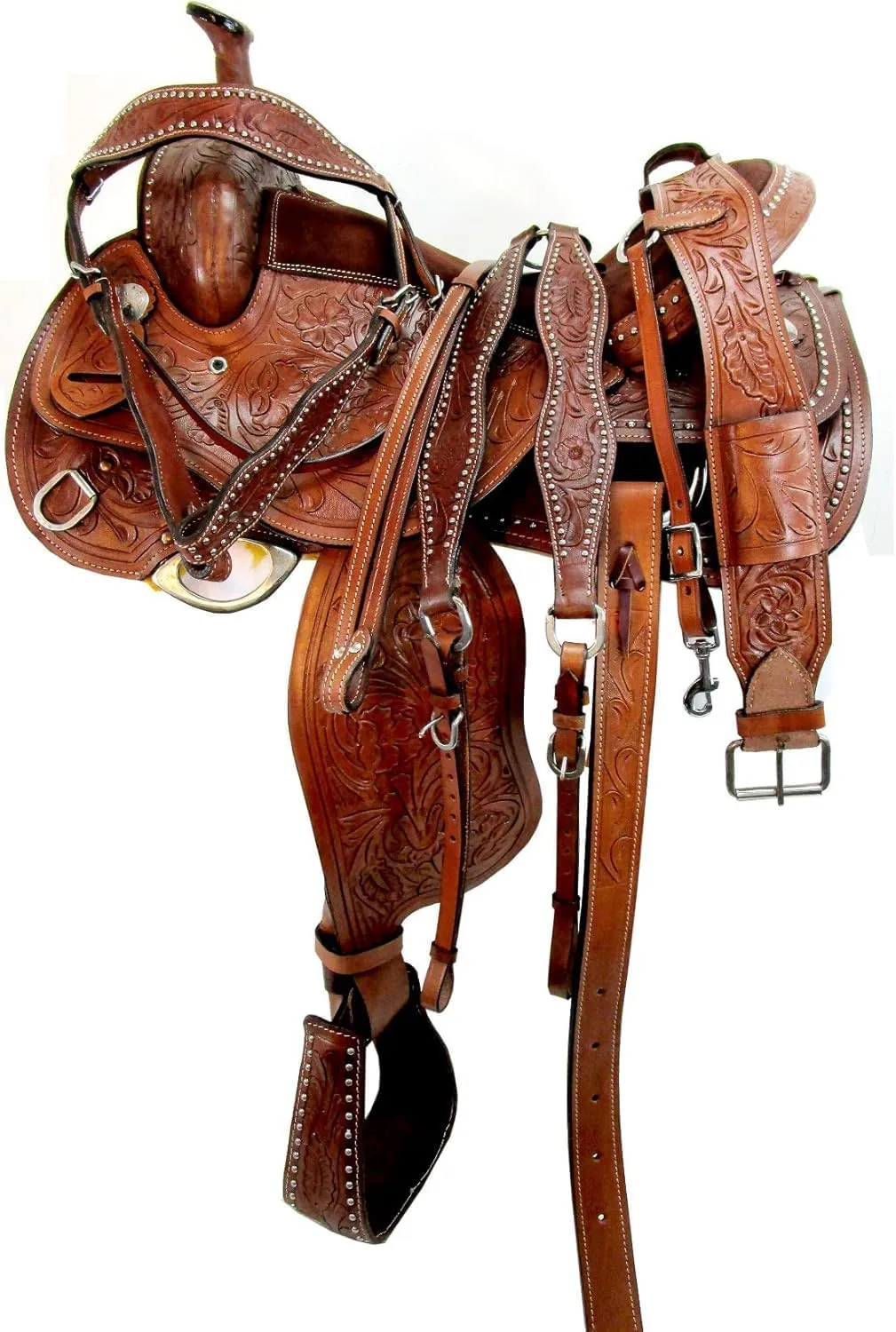 All Natural Western Leather Horse Saddle Comfy Seat Leather Flex Tree Trail & Pleasure Racing Hand Tooled Premium American Saddle Horse Work in Size 10" to 18" inches Seat Available