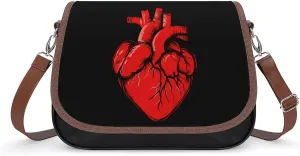 Anatomical Heart Spreading Crossbody Bags for Women Leather Tote Bag Handbag Purse for Work Travel