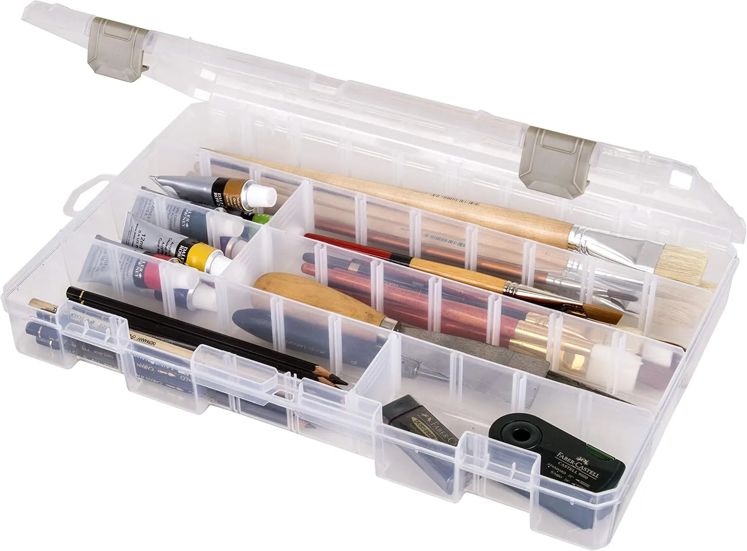 ArtBin Large Solutions Box Clear Art & Craft Organizer with Dividers - Plastic Storage Case for Convenient and Versatile Storage - Ideal for Various Craft Supplies