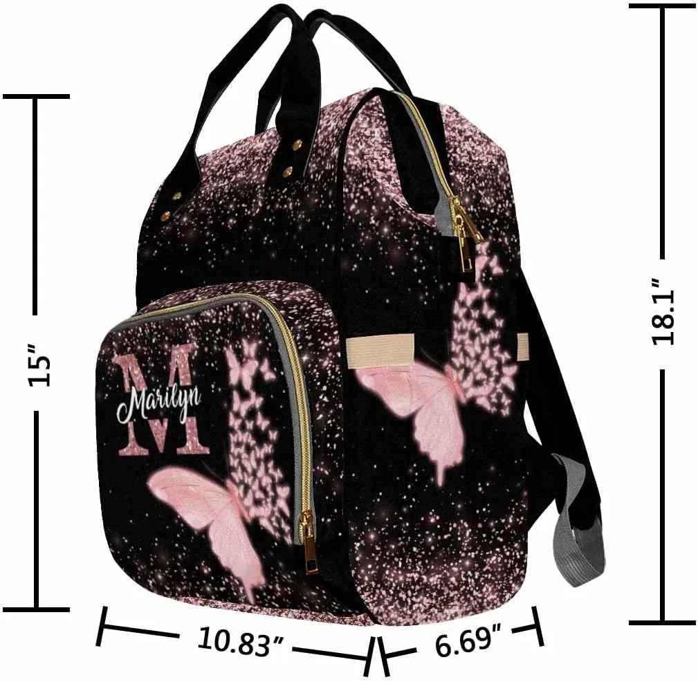 Artsadd Custom Diaper Bags for Prince, Personalized Diaper Bag Butterfly Customized Mommy Diaper Bags Shoulder Bag Casual Daypack Bag for Mom Women Mother's Day