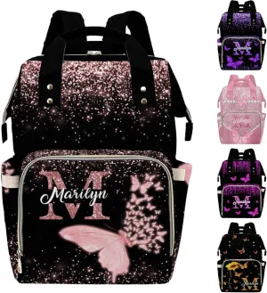 Artsadd Custom Diaper Bags for Prince, Personalized Diaper Bag Butterfly Customized Mommy Diaper Bags Shoulder Bag Casual Daypack Bag for Mom Women Mother's Day