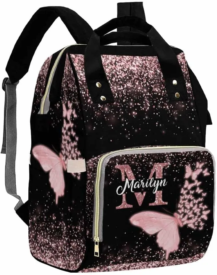 Artsadd Custom Diaper Bags for Prince, Personalized Diaper Bag Butterfly Customized Mommy Diaper Bags Shoulder Bag Casual Daypack Bag for Mom Women Mother's Day