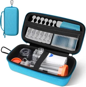 Asthma Inhaler & Nebulizer Travel Case - Waterproof Organizer with Mesh Pockets | Lightweight Medical Bag for Adults/Kids (Case Only, Blue)