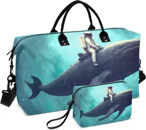 Astronaut Riding Whale Tote Duffel Bag Men Duffle Bags Travel Men Gym Bag Mens Overnight Bag Weekender