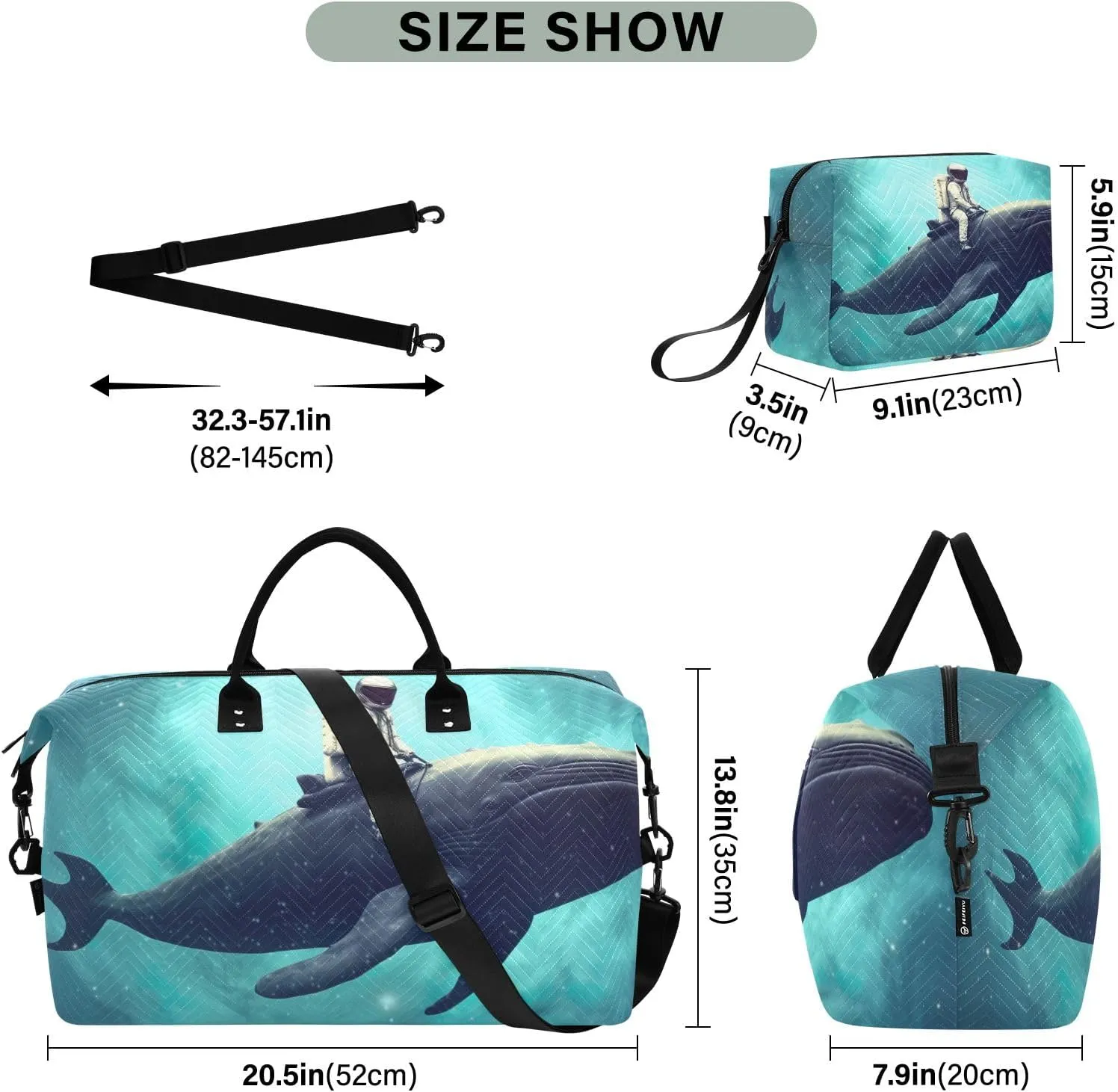 Astronaut Riding Whale Tote Duffel Bag Men Duffle Bags Travel Men Gym Bag Mens Overnight Bag Weekender