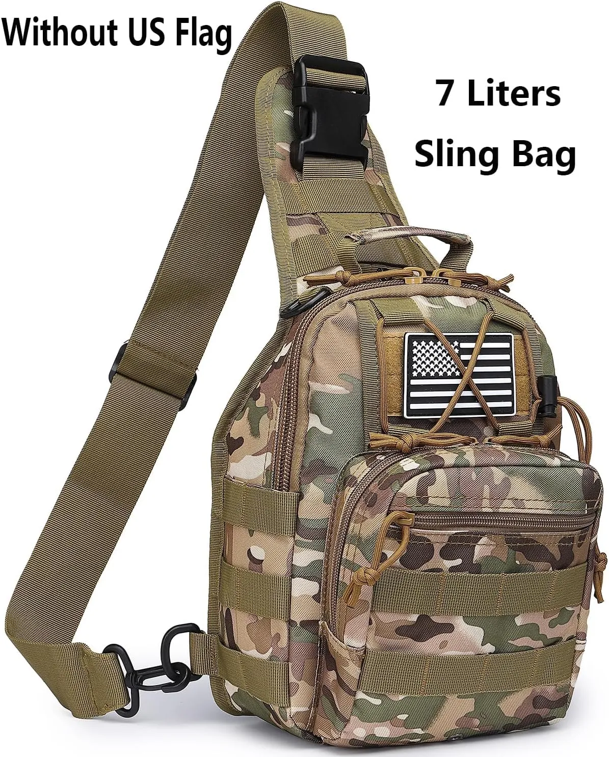 ATBP Small Tactical Sling Backpack Bag for Men Military Shoulder Bag Pack EDC Crossbody Bag for Hiking 7 Liters