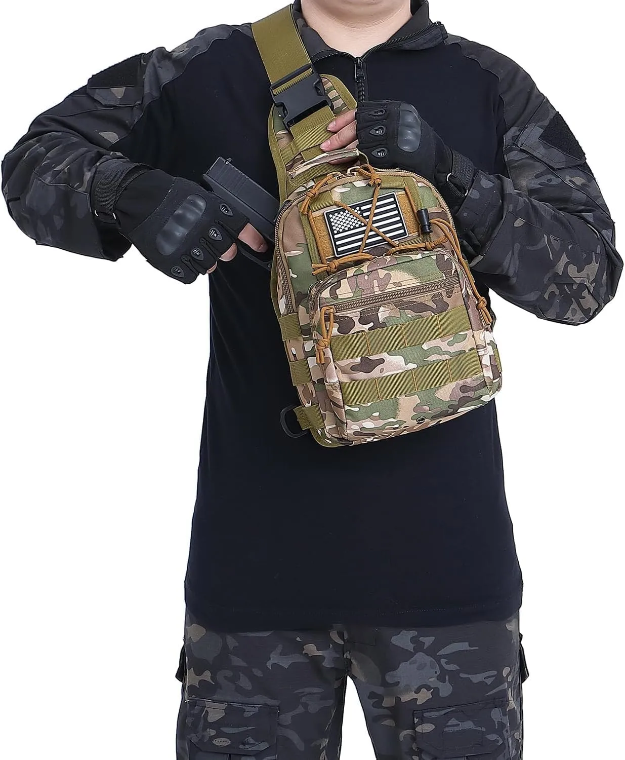 ATBP Small Tactical Sling Backpack Bag for Men Military Shoulder Bag Pack EDC Crossbody Bag for Hiking 7 Liters