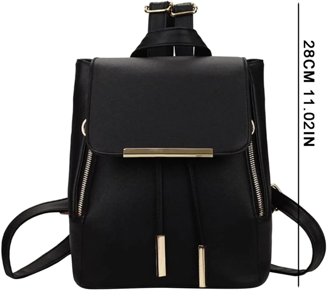 Back To School Backpacks Leisure Flip Backpack Bag PU Leather Shoulder Bag School Travel Backpack Function (A, One Size)
