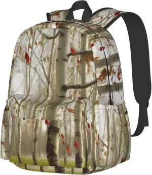 Backpack Casual Daypack for Men Women Birch Trees Laptop Backpack Lightweight Travel Bag Shoulder Bag for Work Hiking