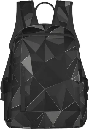 Backpack Casual Daypack for Men Women Black geometric Laptop Backpack Lightweight Travel Bag Shoulder Bag for Work Hiking